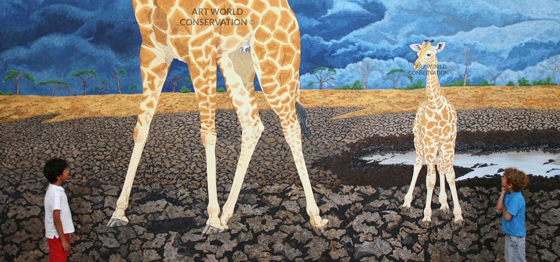Giraffe and Calf Wildlife Art