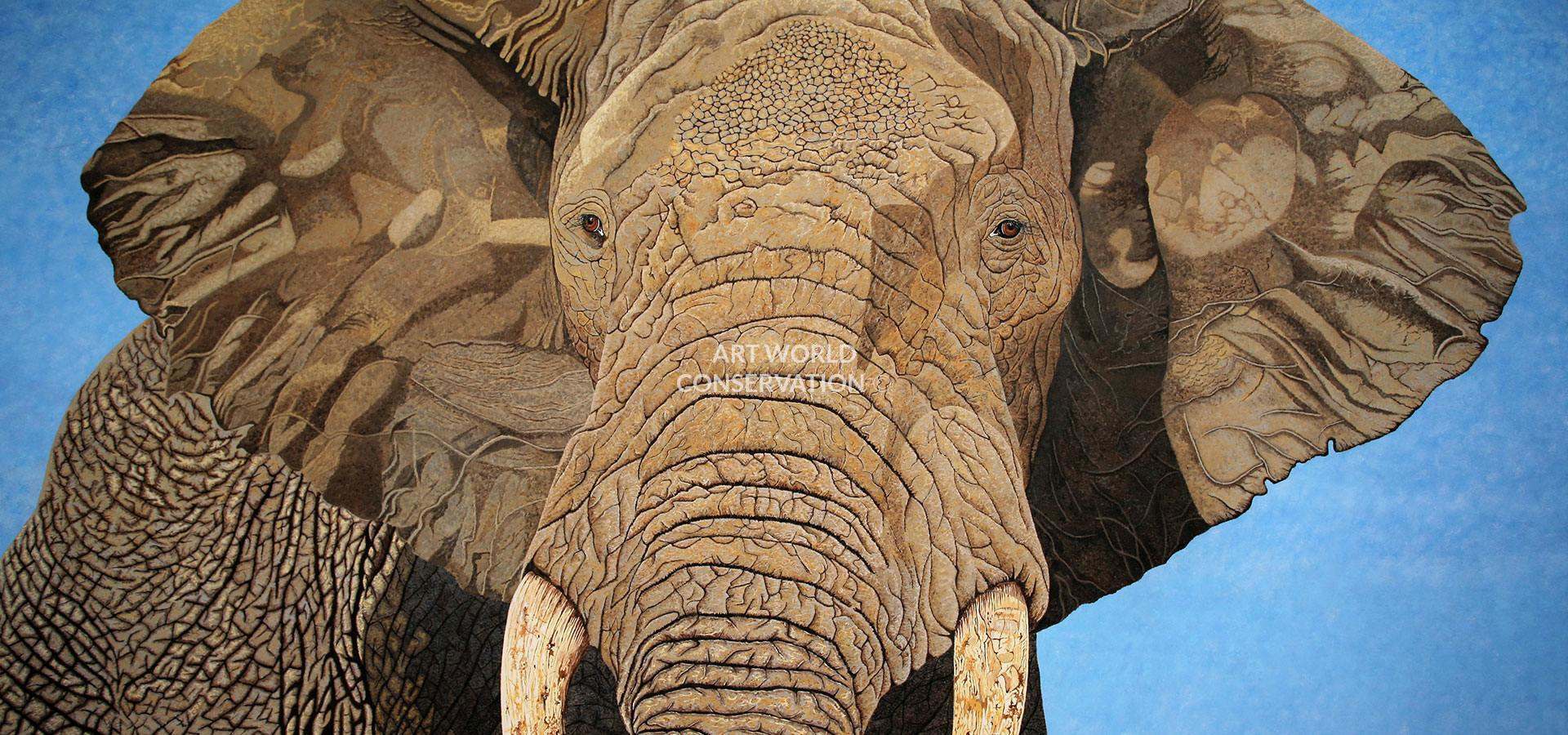 African Bull Elephant Wildlife Art