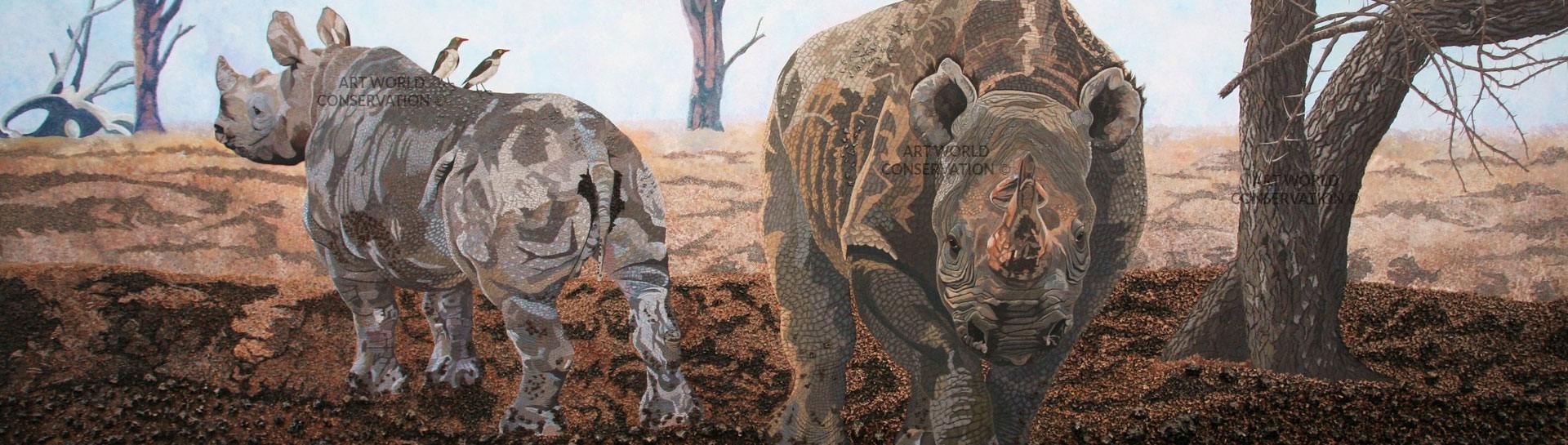 Rhinos Wildlife Art